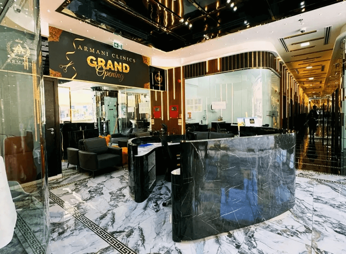 Reception area of Armani Clinics